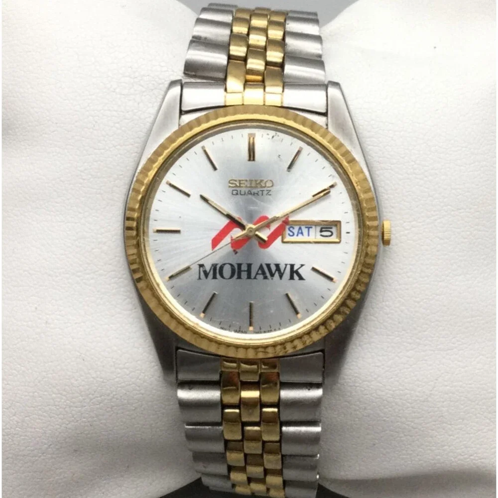 Seiko Watch Women 7N43-8111 36mm Silver Gold Two Tone New Battery 7.5
